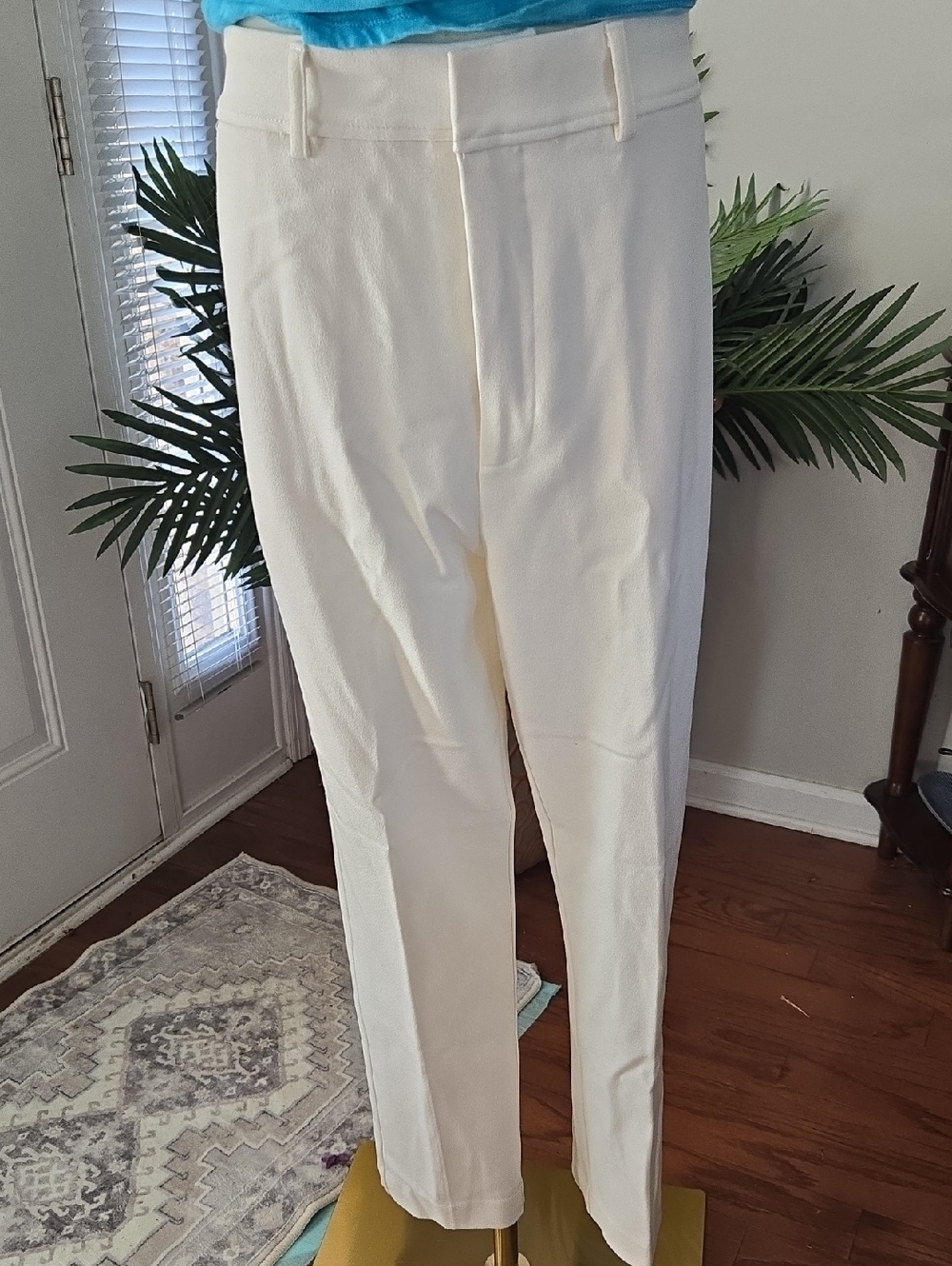 Women's Straight Leg Cream Dress Pants
